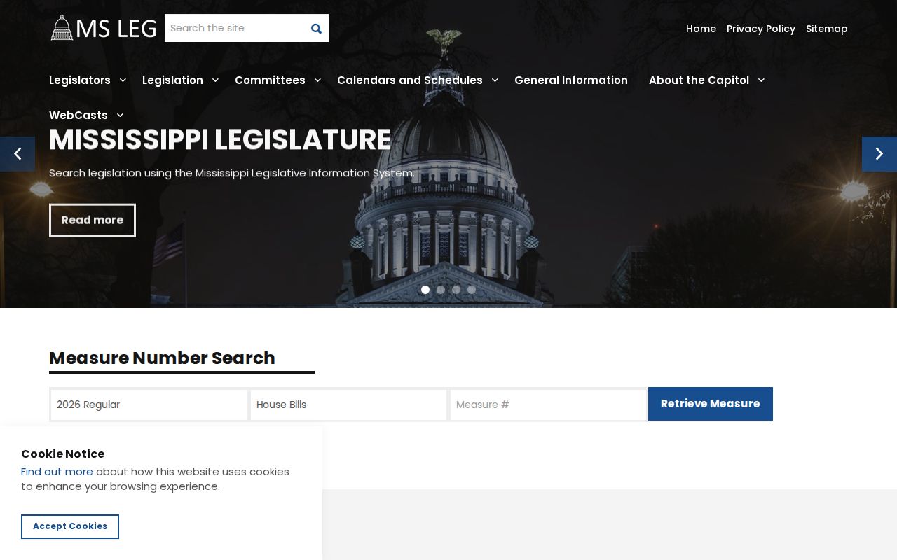 Winston court records source image of the Mississippi Legislature landing page