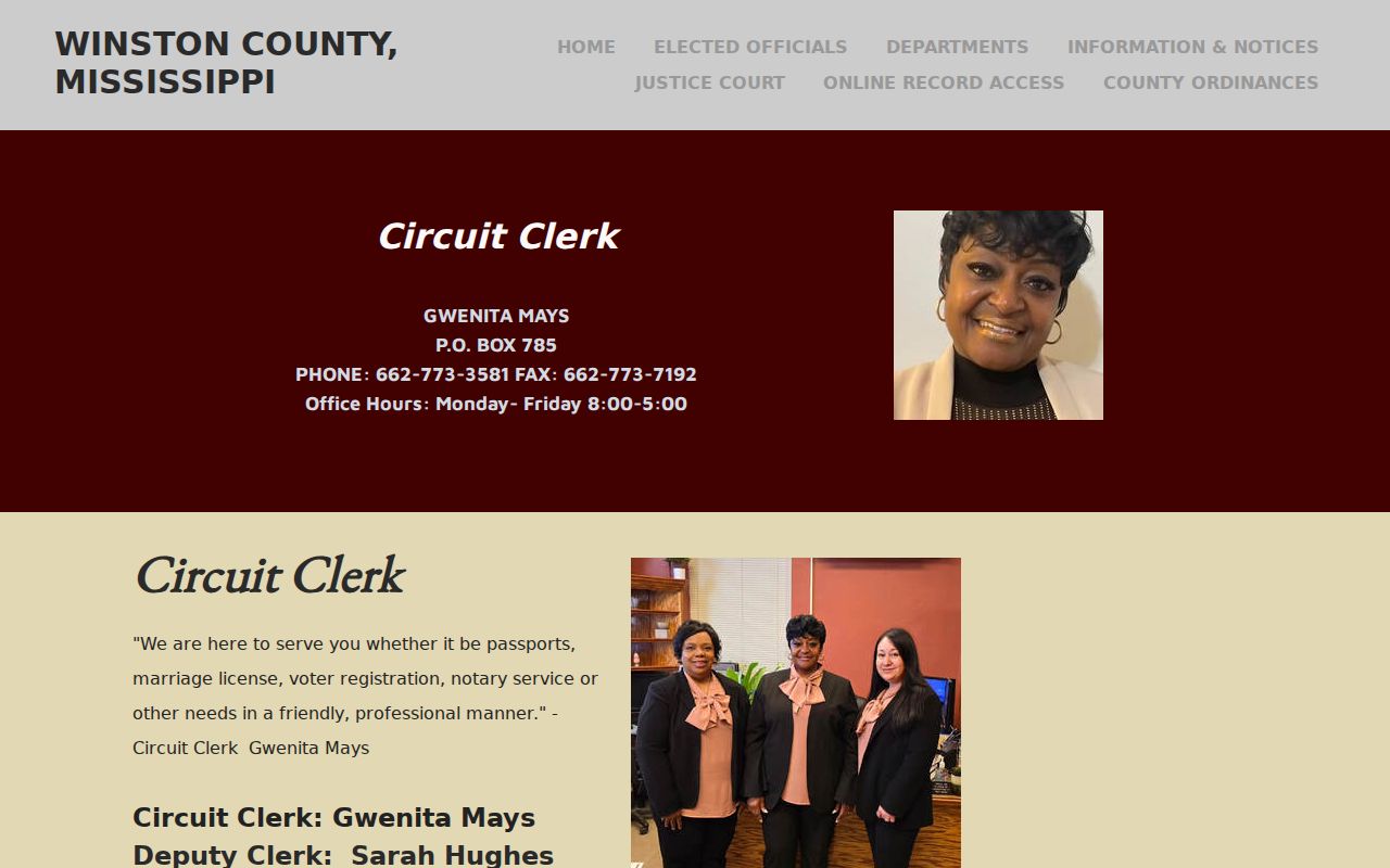 Winston County court docket Circuit Clerk records page