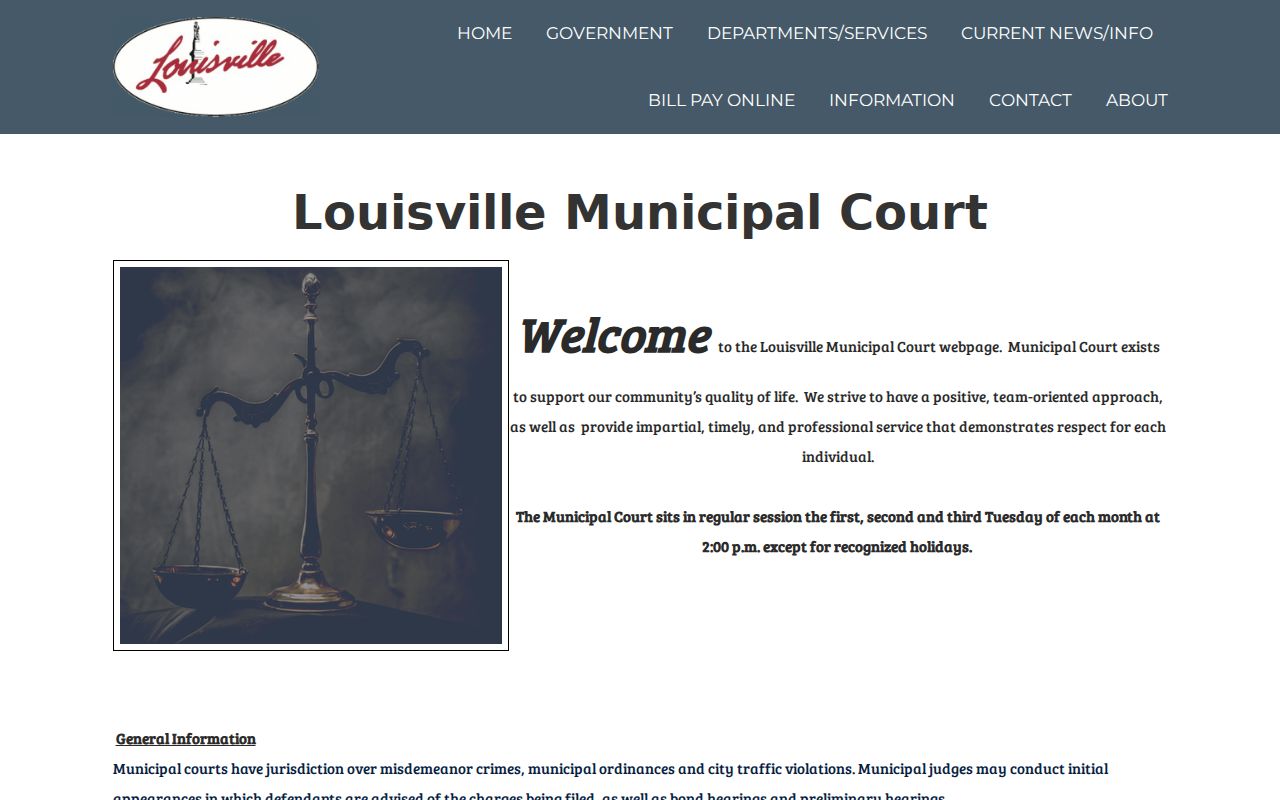 Louisville court docket search Municipal Court session and jurisdiction