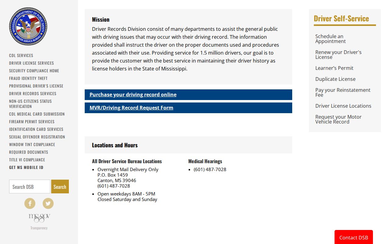 Winston traffic court records source image showing Mississippi DPS Driver Records
